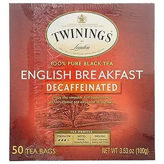 Twinings English Breakfast Tea, Decaffeinated Black Tea - Lively and Refreshing Decaf Tea Bags Individually Wrapped, 50 Count