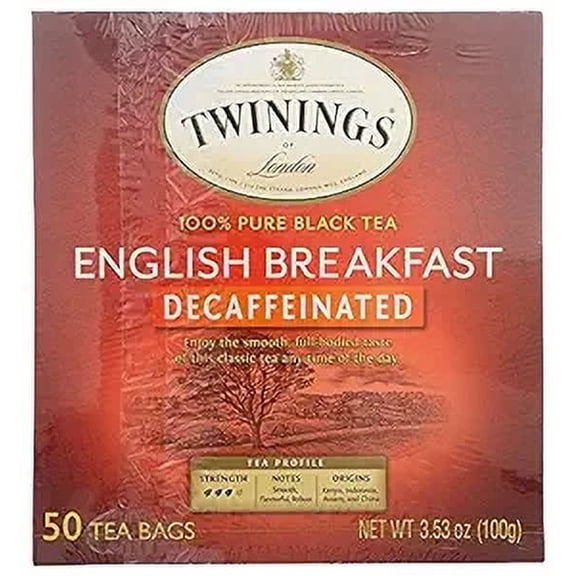 Twinings English Breakfast Tea, Decaffeinated Black Tea - Lively and Refreshing Decaf Tea Bags Individually Wrapped, 50 Count