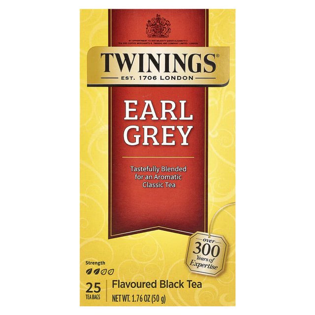 Twinings, Flavored Black Tea, Earl Grey , 25 Tea Bags, 1.76 oz Pack of
