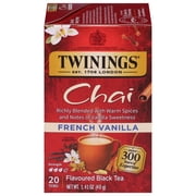Twinings French Vanilla Chai Black Tea Bags, Naturally Caffeinated, Bold & Spicy, 20 Count