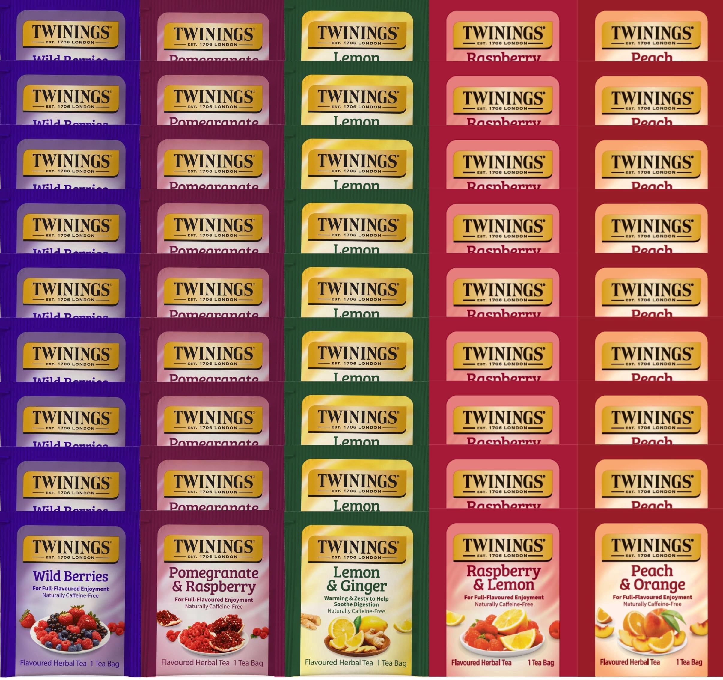 Twinings, Herbal Tea Sampler, 45 Pack, Naturally Caffeine-Free