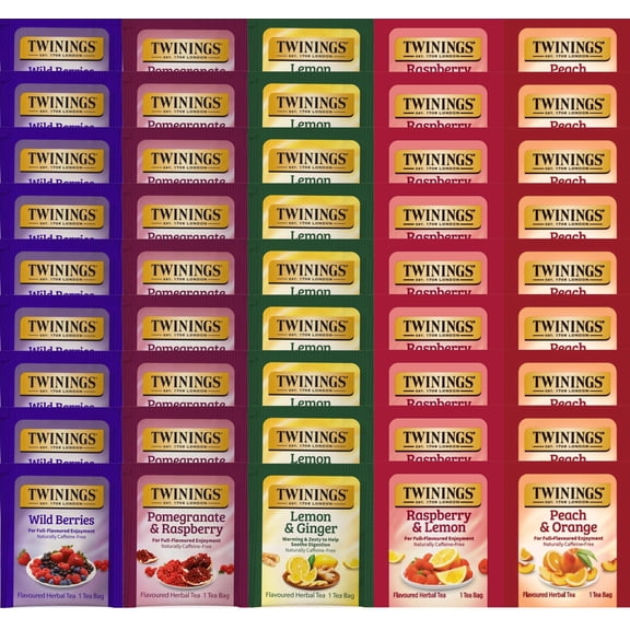 Twinings Fruity Herbal Assorted Caffeine Free Tea Bag Sampler (Pack of 45) Boxed Variety Gift Set