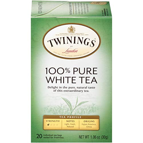 Twinings Fujian Chinese Pure White Tea, 20-Count Pack of 6, Individually Wrapped Tea Bags, Light & Fresh, Caffeinated