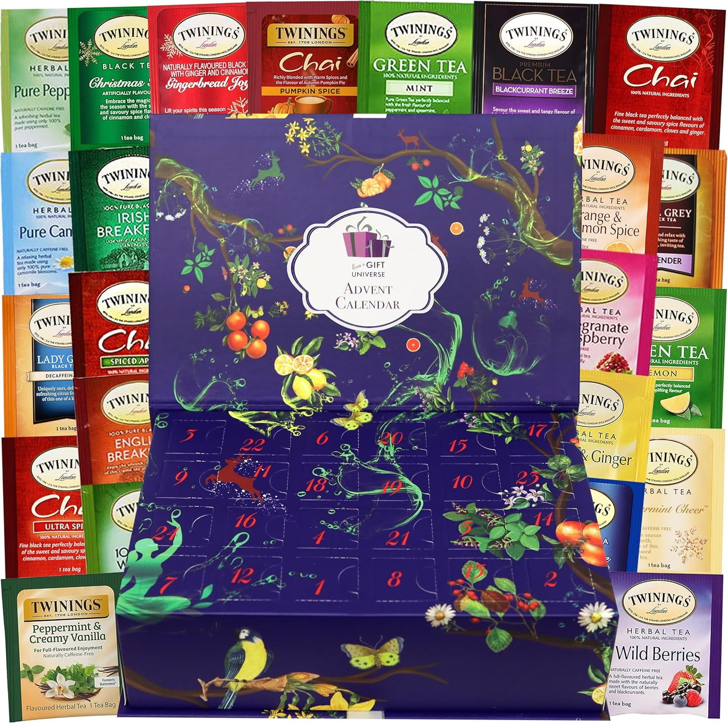 Twinings Gift Advent Calendar Box, Tea Bags Sampler Assortment Variety