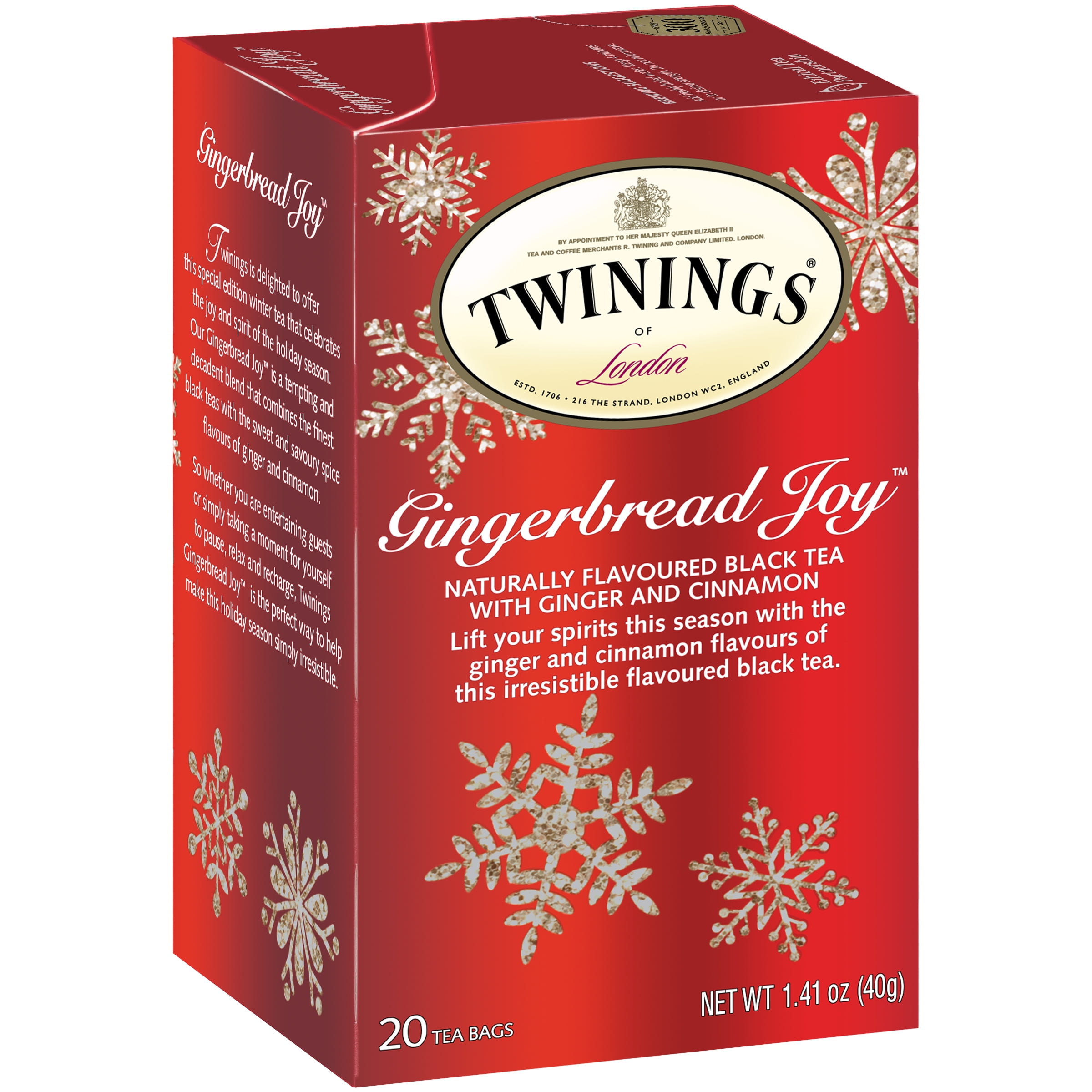 Twinings Gingerbread Joy Ginger and Cinnamon Black Tea Bags, (6) 20 Count Boxes (120 Ct.)