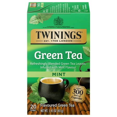Twinings Green Tea with Mint Tea Bags, 20 Count Box