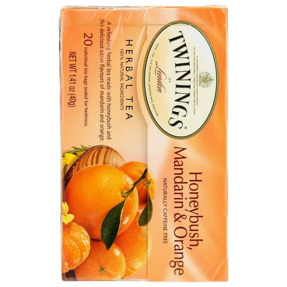 Twinings, Herbal Tea, Honeybush, Mandarin & Orange, Caffeine Free, 20 Tea Bags, 1.41 oz Pack of 4