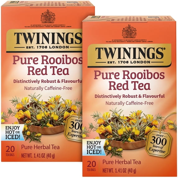 Twinings Herbal Tea Pure African Rooibos Red Tea, 20 Tea Bags (Pack of 2)