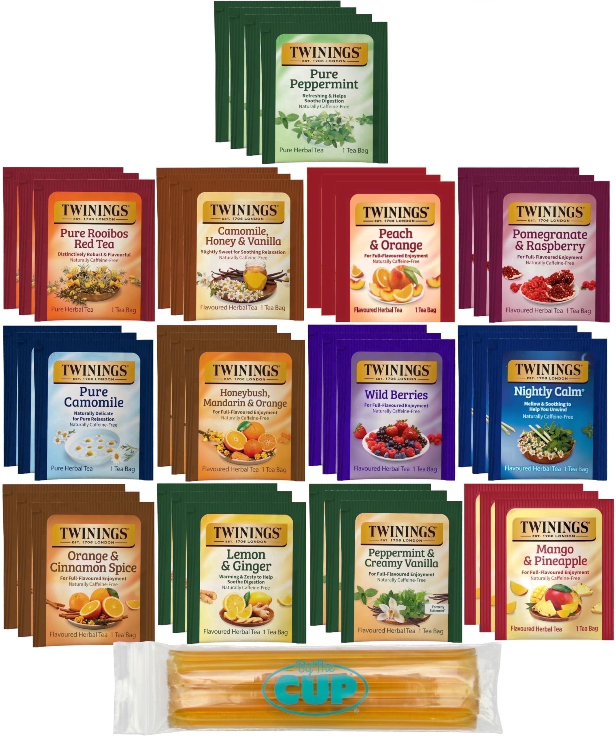 By The Cup Twinings Herbal Tea Variety Gift Box 40 Flavored Tea