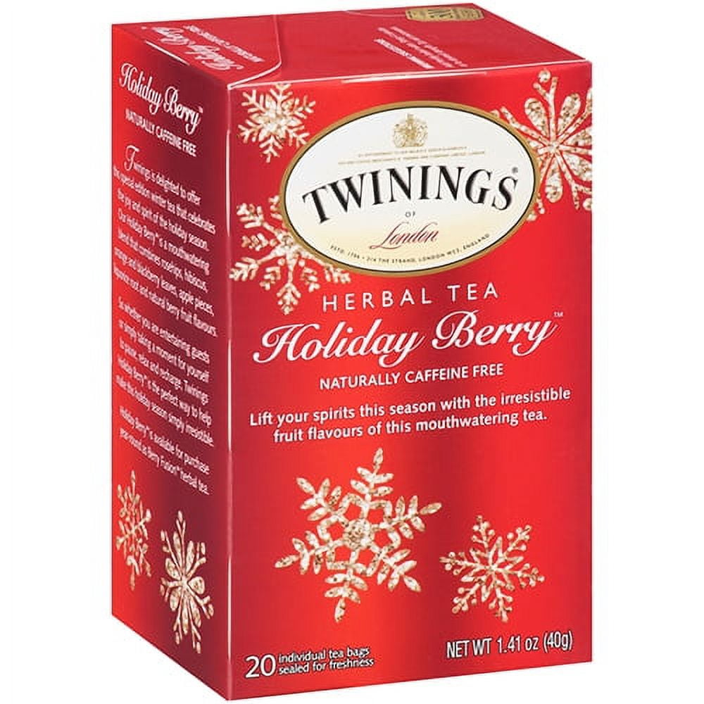 Twinings Holiday Berry, Herbal Tea Bags, Caffeine Free, (6) 20 Count