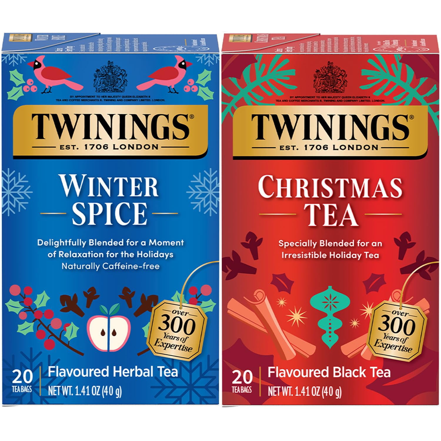 Packing Processed Tea Twinings, Holiday Sweet & Spicy Tea Variety 2-Pack, 20 Tea Bags Ea ...