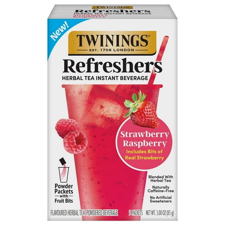Twinings Strawberry Raspberry Refresher Herbal Instant Tea Bags, 3 oz 5 Count