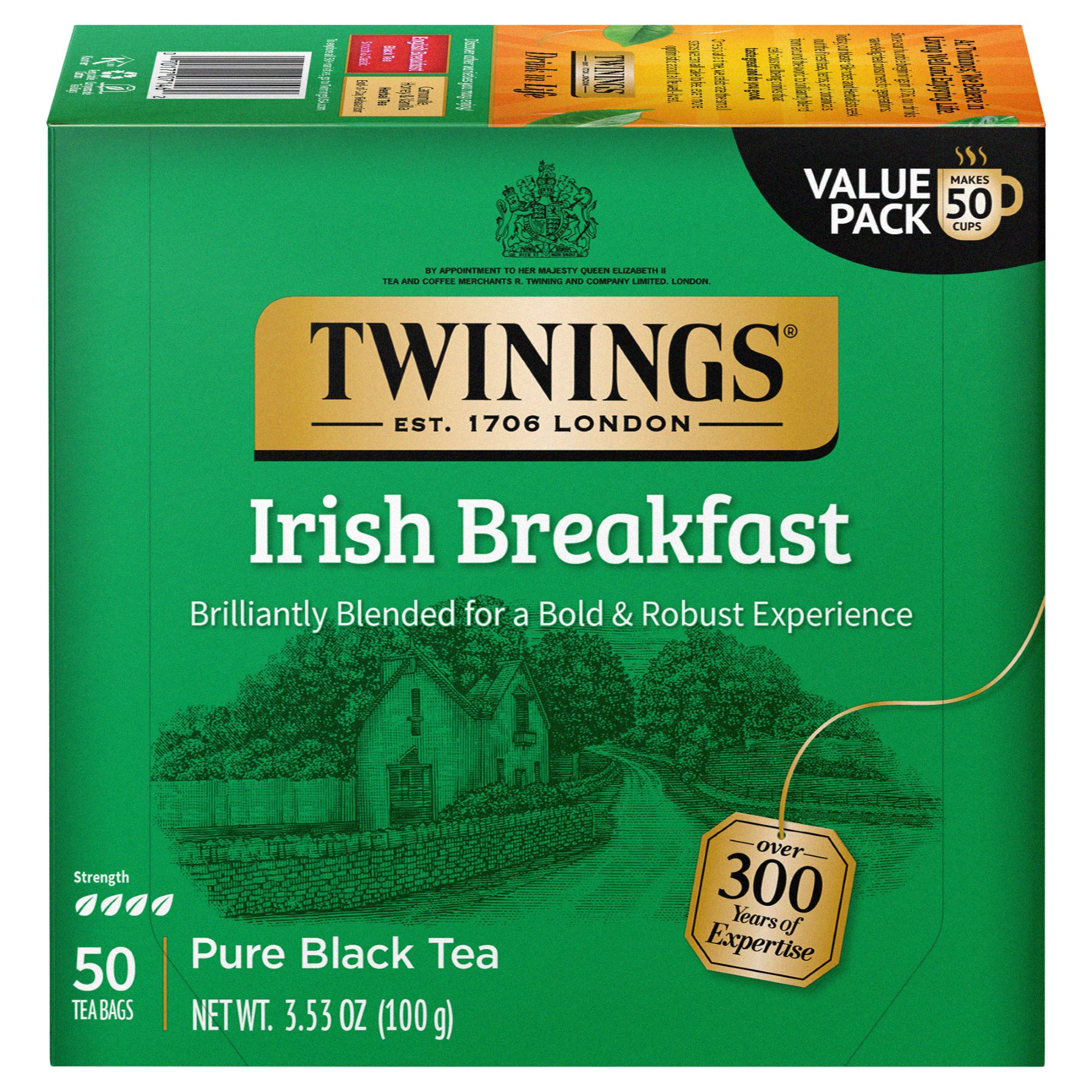 Twinings Irish Breakfast Robust Black Tea Bags, 50 Count Box - image 1 of 7