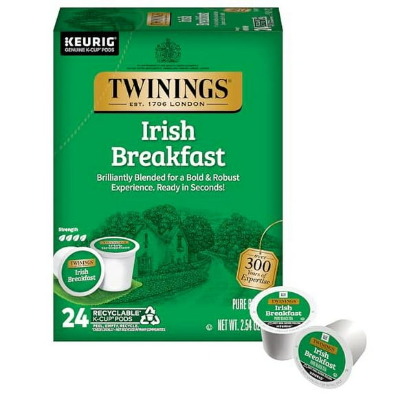 Twinings Irish Breakfast Tea K-Cup Pods for Keurig, Caffeinated Black Tea, Robust, Strong, Bold Flavour, 24 Count (Pack of 1)
