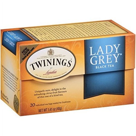 Twinings Lady Grey Individually Wrapped Tea Bags, 20 Count Pack of 6, Black Tea, Orange Peel & Lemon Peel, Caffeinated