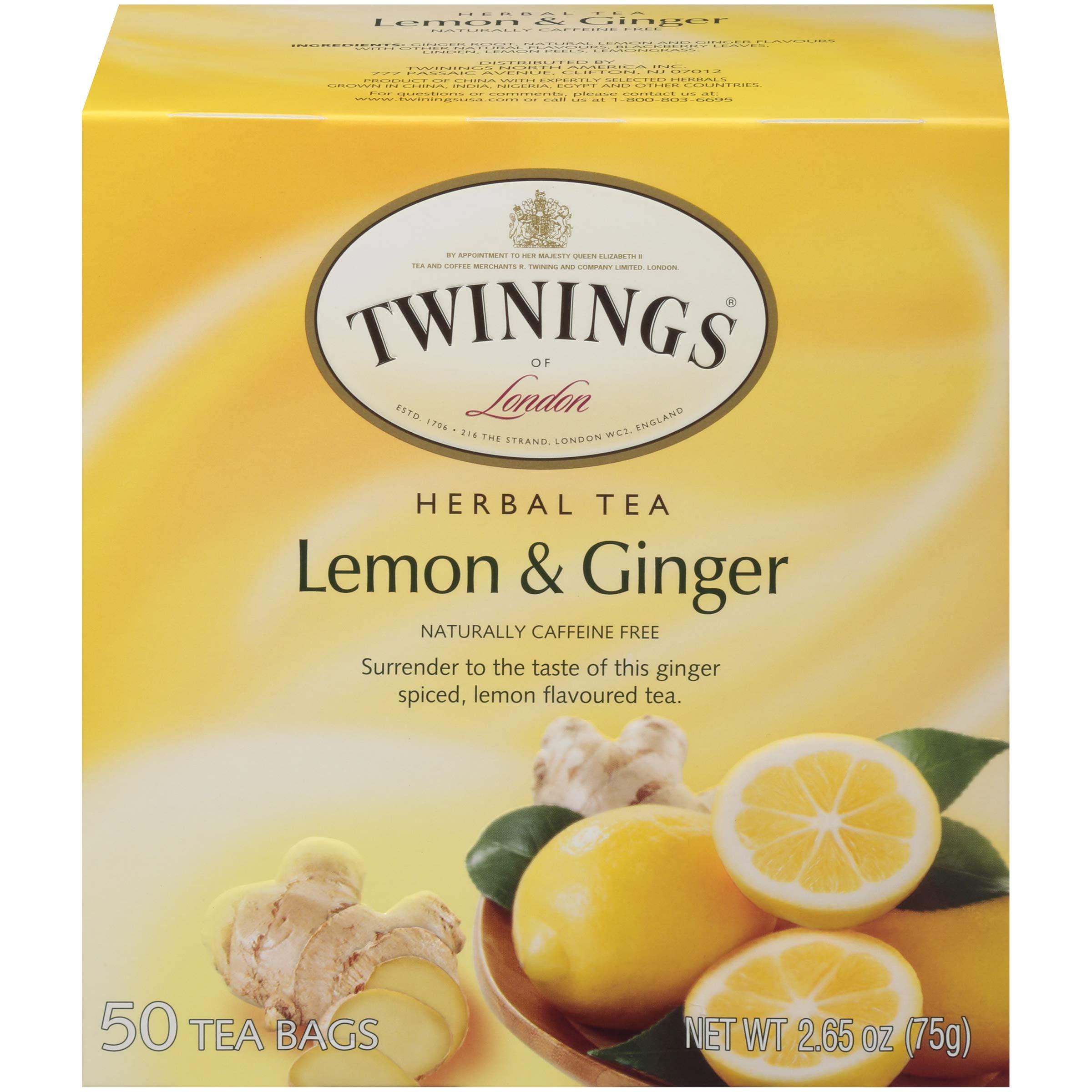 Twinings Lemon & Ginger Herbal Tea, 50 Count Pack Of 6