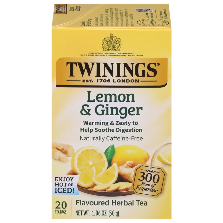 Twinings Lemon & Ginger Herbal Tea Bags 20 Ct – Bright, Refreshing