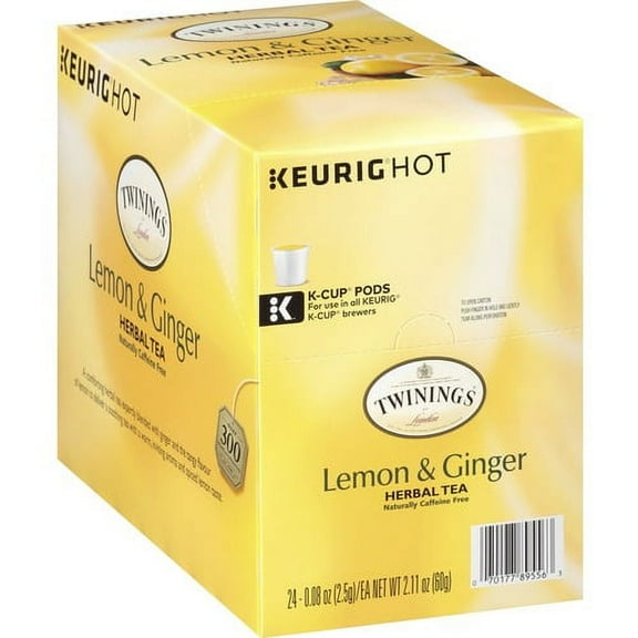 Twinings Lemon & Ginger Herbal Tea K-Cup - 24 Cup - 24 / Box | Bundle of 10 Boxes