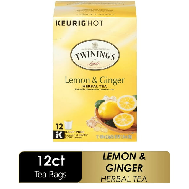 Twinings Lemon & Ginger Herbal Tea KCup Pods, 12 Count