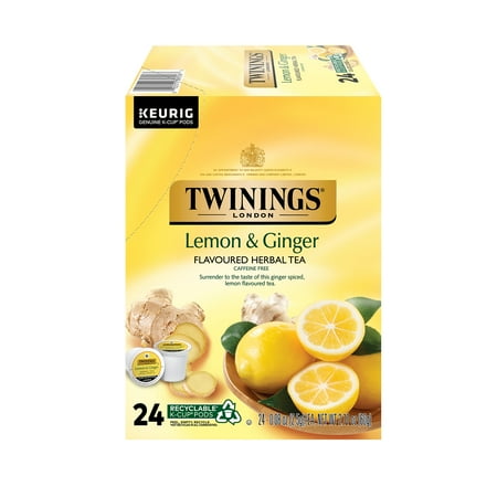 Twinings Lemon & Ginger K-Cup® Pods for Keurig, Caffeine Free Herbal Tea, 24 Count