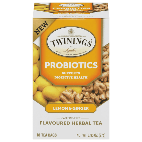 Twinings Lemon Ginger Probiotic Tea 18 Bag - Pack Of 6