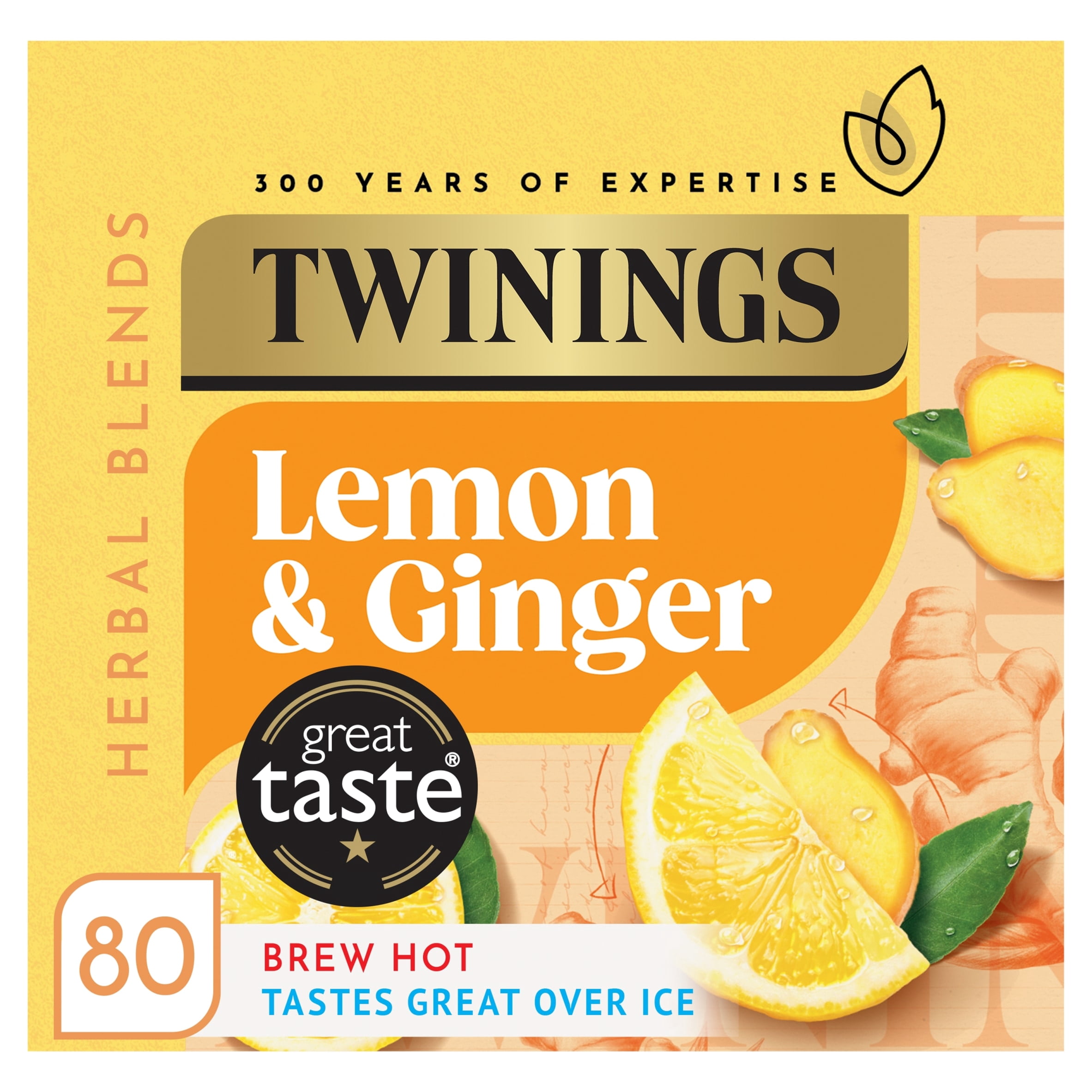Twinings Lemon & Ginger Tea Bags 80 Pack 120g, Imported from Britain