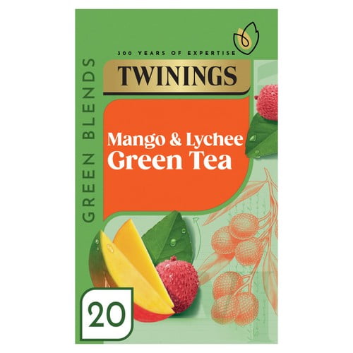 Twinings Mango & Lychee Green Tea 20's, British Import (Pack of 3)