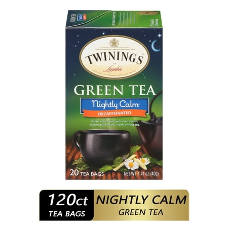 Twinings Nightly Calm Decaffeinated Green Tea Bags, (6) 20 Count Boxes (120 Ct.)