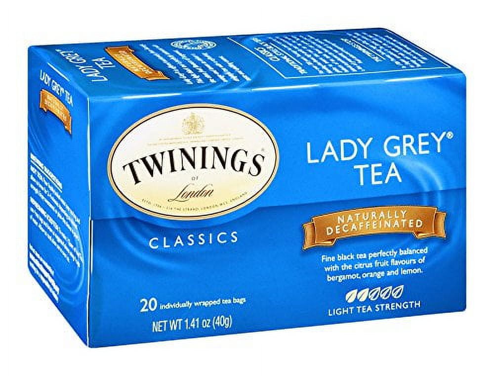 Twinings Of London Decaffeinated Lady Grey Black Tea Bags, 20 Count (Pack Of 6)