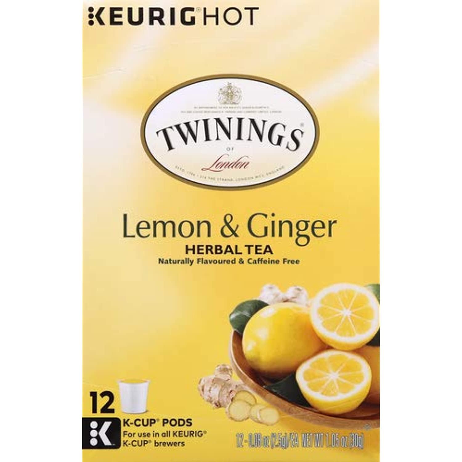 Twinings Of London Lemon & Ginger Herbal Tea For Keurig, 12 Count ...