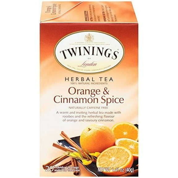 Twinings Of London Orange & Cinnamon Spice Herbal Tea Bags, 20 Count (Pack Of 6)