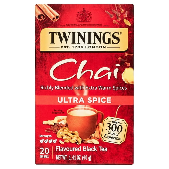 Twinings Of London Ultra Spice Chai Tea Bags, 20 Ct, 1.41 oz.-Pack Of 4