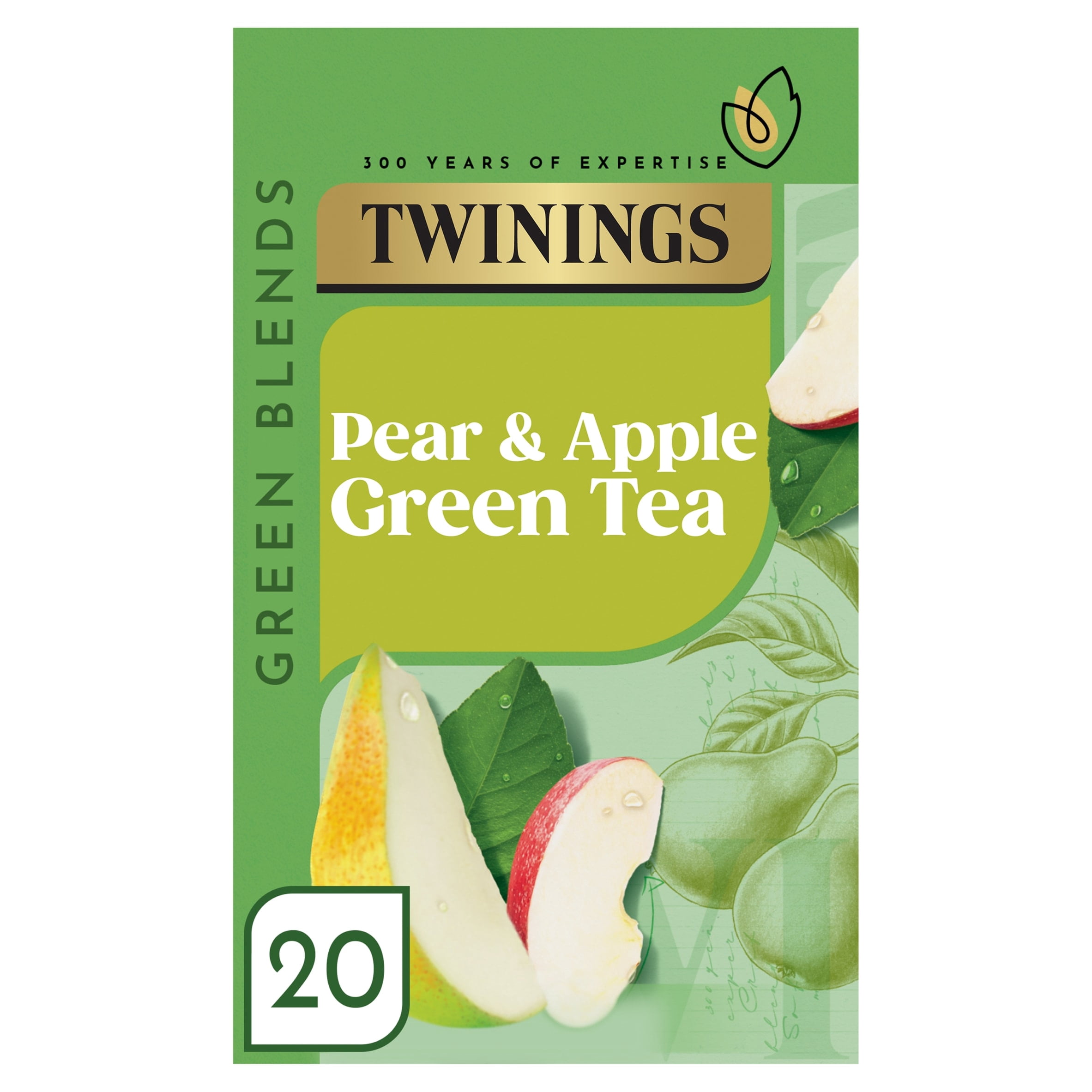 Twinings Pear & Apple Green Tea 20 Pack 40g, Imported from Britain