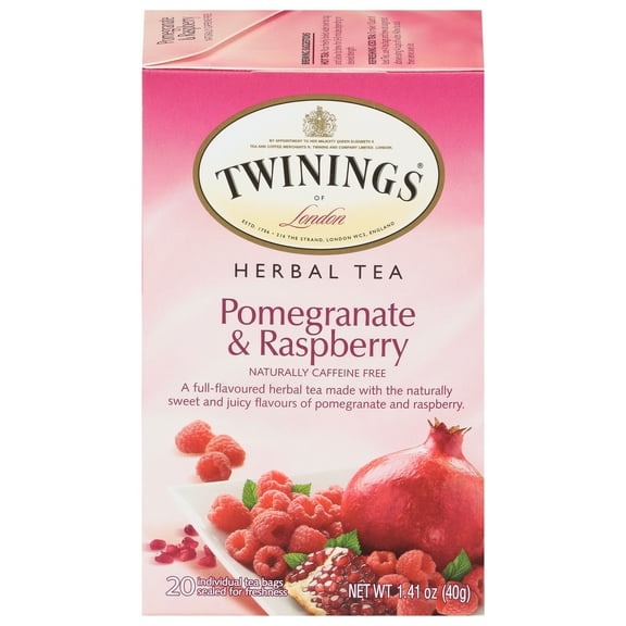 Twinings Pomegranate & Raspberry Herbal Tea Bags, Caffeine Free, 20 Count Box
