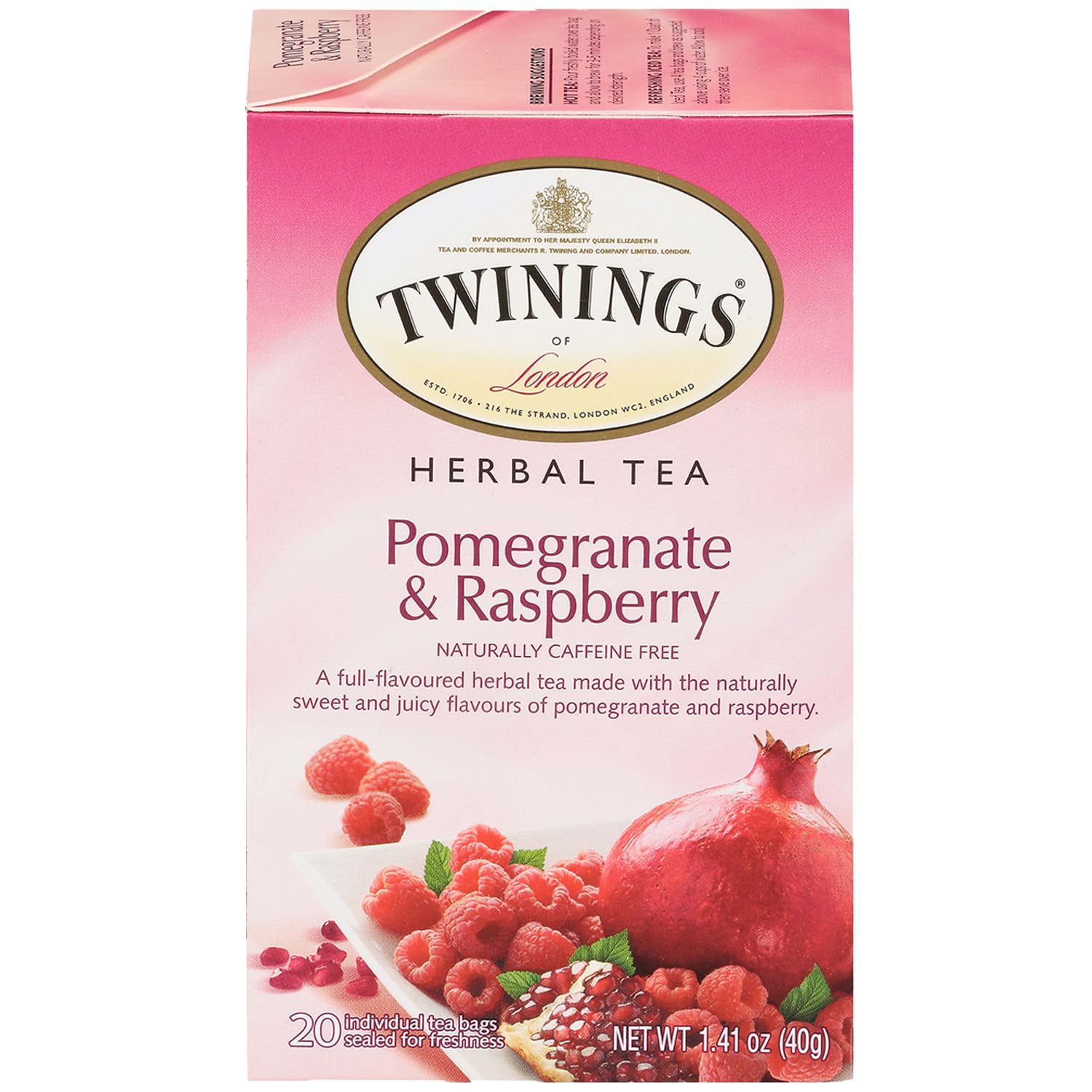 Twinings Pomegranate & Raspberry Tea Naturally CaffeineFree Herbal