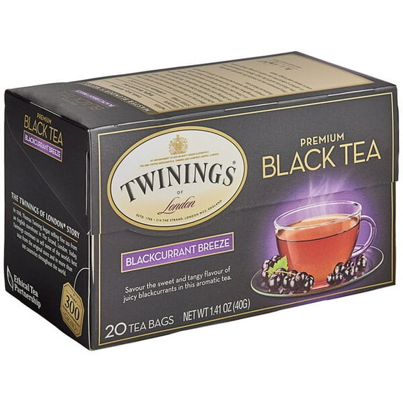 Twinings Premium Black Tea Blackcurrant Breeze 20 Tea Bags Pack of 4