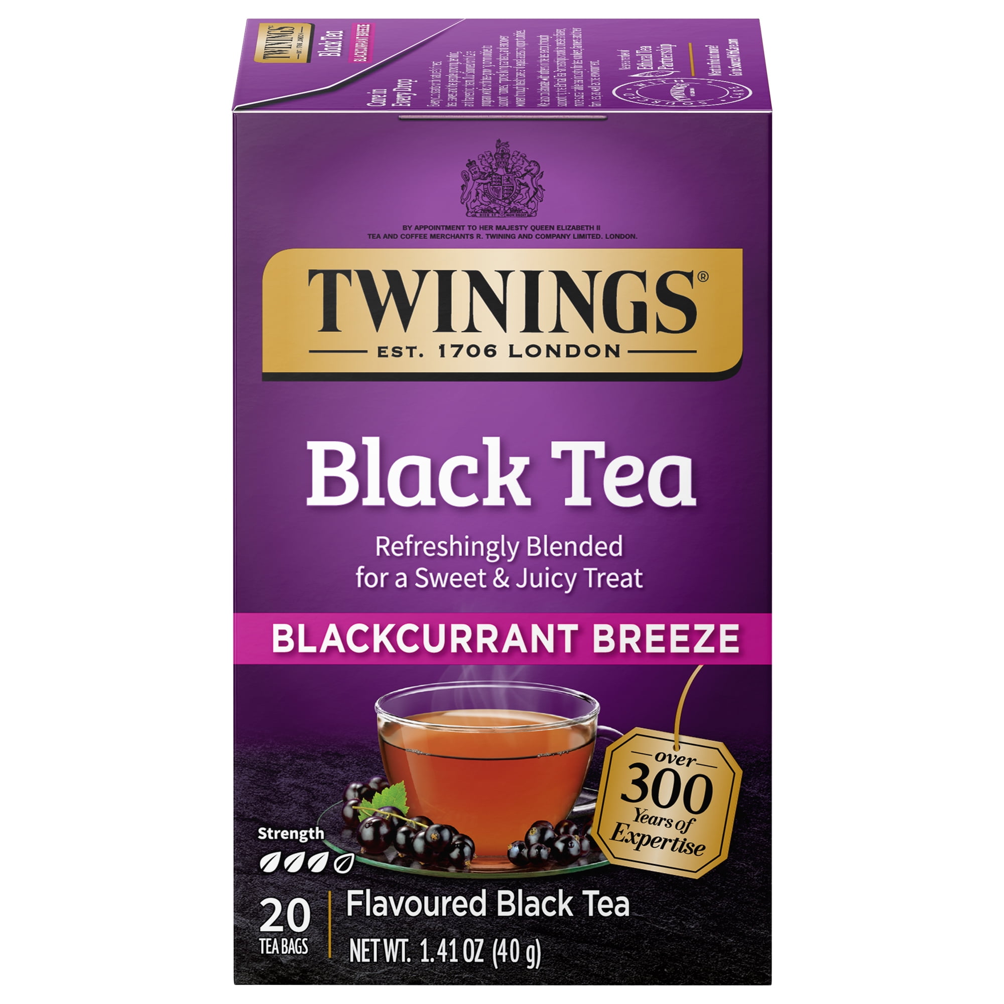 Twinings Premium Blackcurrant Breeze Black Tea, 20 Count Tea Bags