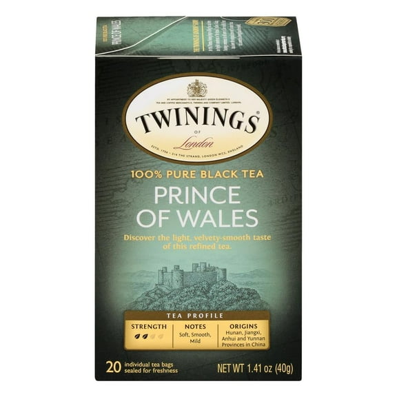 Twinings Prince of Wales Tea - Classic, Mellow Caffeinated Black Tea Bags Individually Wrapped, 20 Count