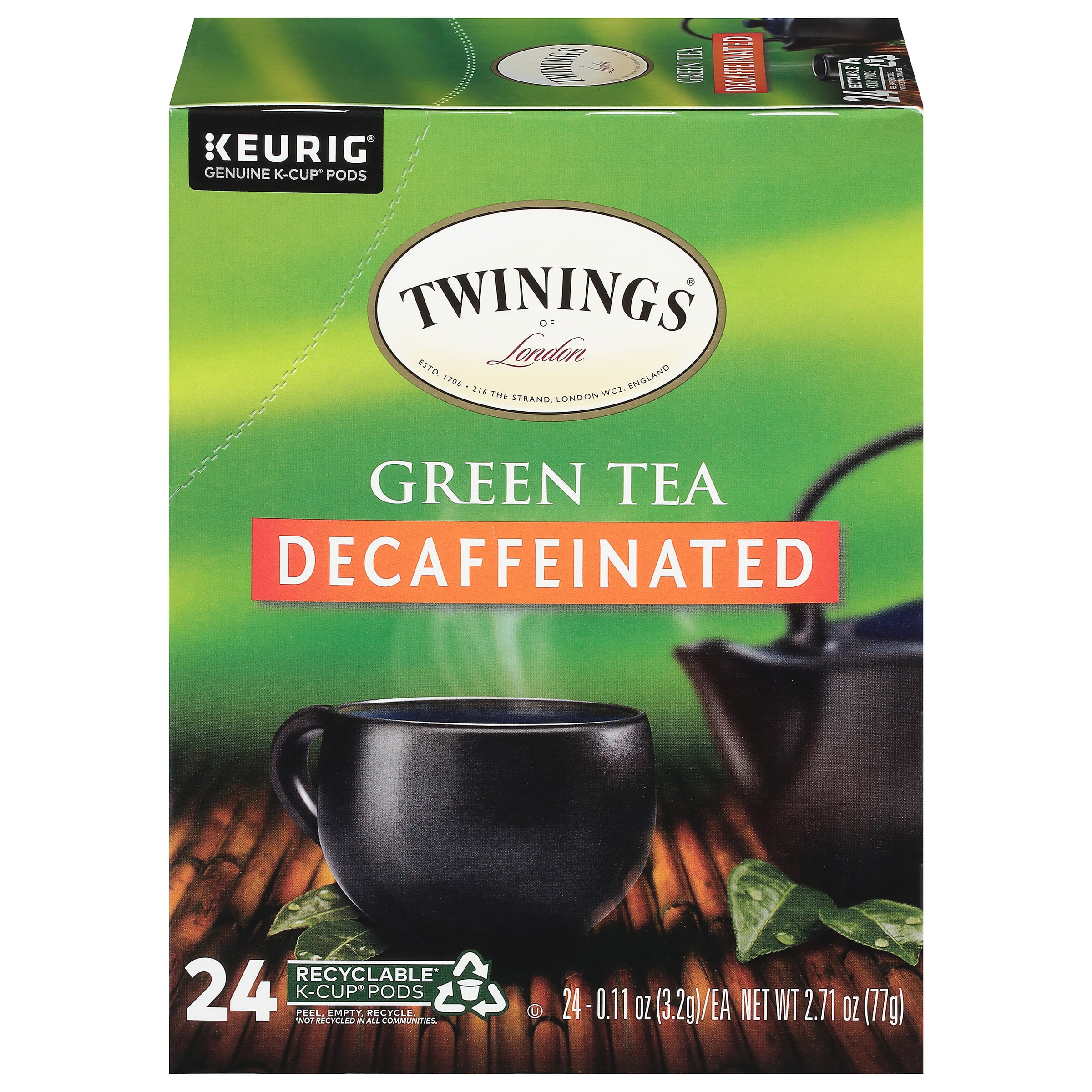 Twinings Pure Green Decaffeinated Tea K-Cup® Pods for Keurig, 24 Count 
