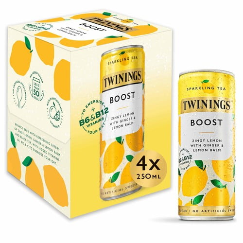 Twinings Sparkling Tea Boost Multi 4 x 250ml, British Import (Pack of 2)