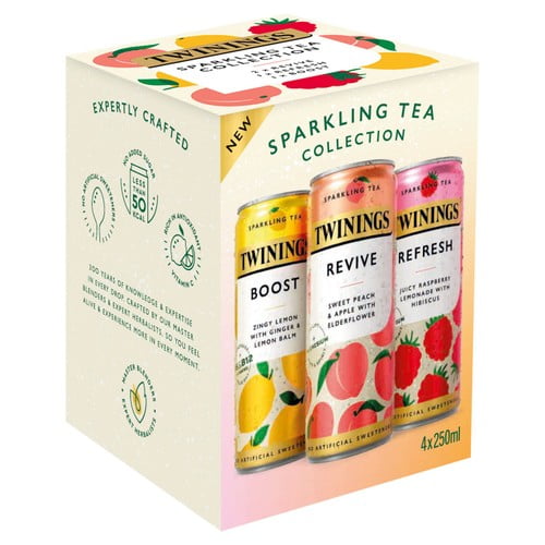 Twinings Sparkling Tea Mixed Multi 4 x 250ml, British Import (Pack of 2)