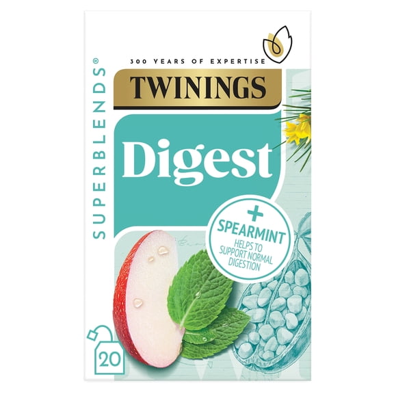 Twinings Superblends Digest Spearmint, Apple & Rooibos 20 Tea Bags 35g, Imported from Britain