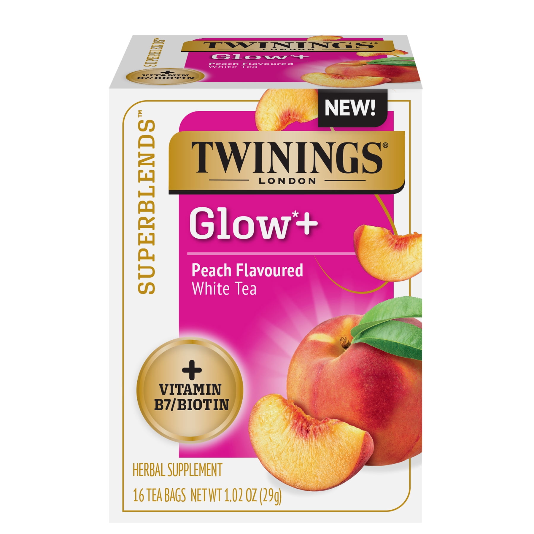 Twinings Superblends Glow+ Vitamin B7/Biotin Peach Flavoured