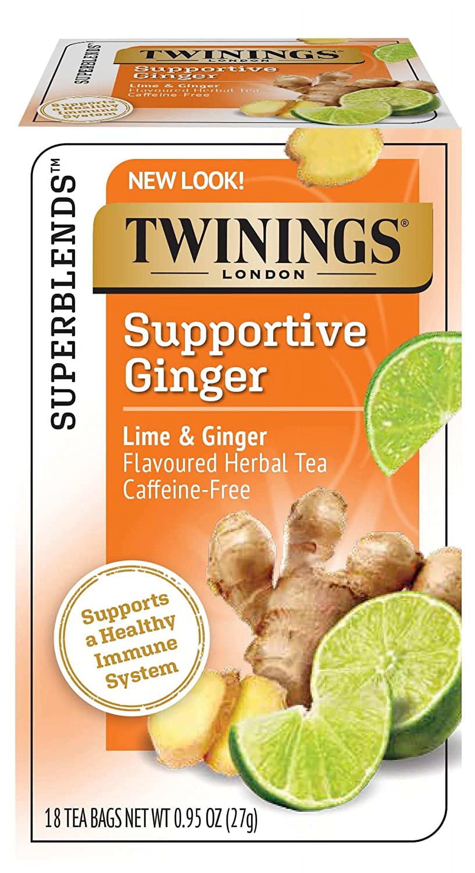 Twinings, Support Herbal Tea, White Hibiscus, Lime & Ginger, Caffeine