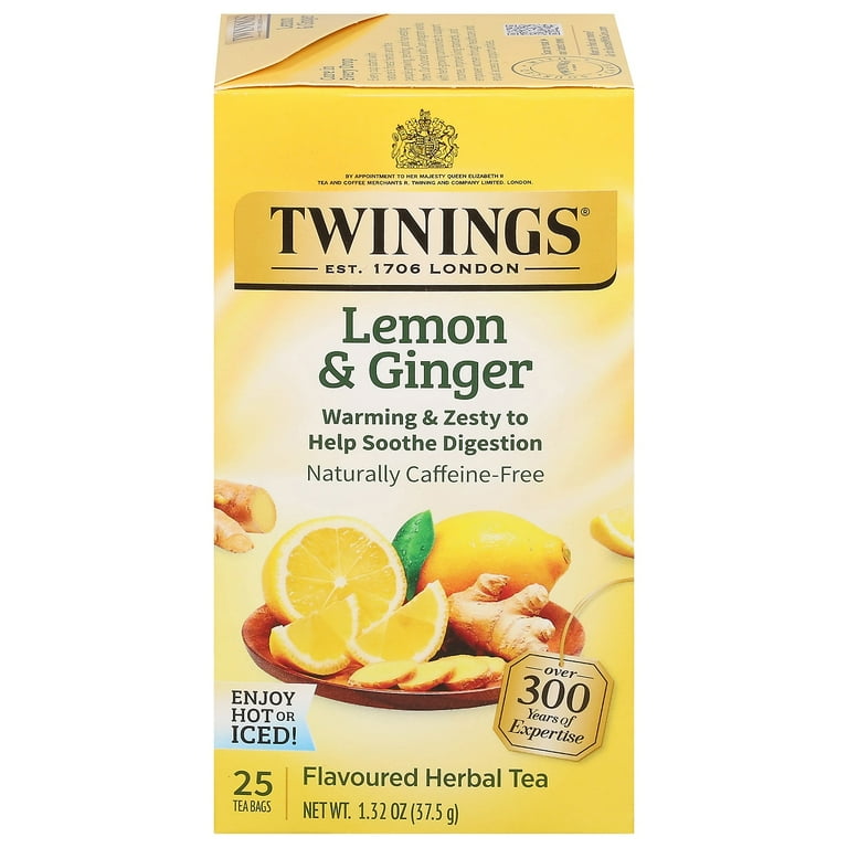 Twinings, TWG09180, Lemon & Ginger Herbal Tea, 25 / Box - Walmart.com