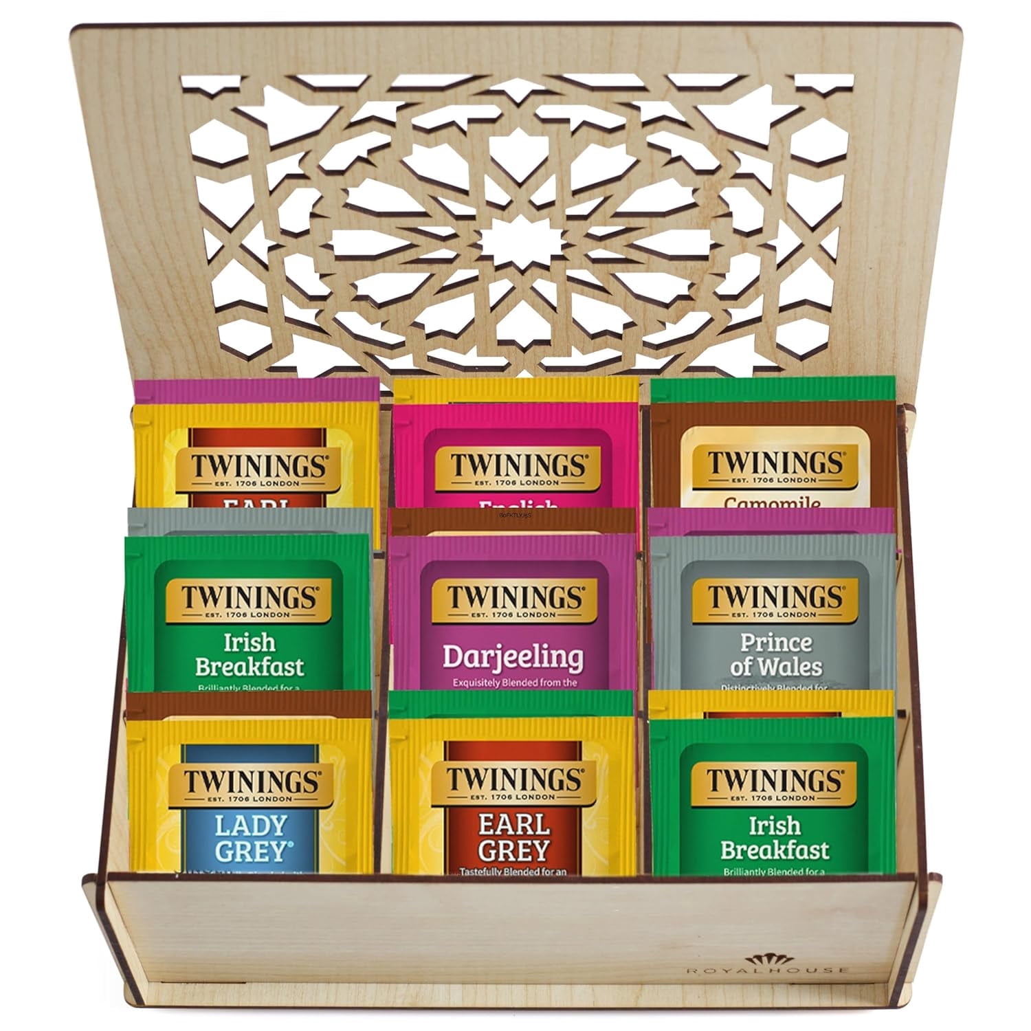 Twinings Tea Bags Sampler Assortment Box - 80 COUNT - Perfect Variety Pack in Wood (MDF) Gift Box - Gift for Family, Friends, Coworkers (White)