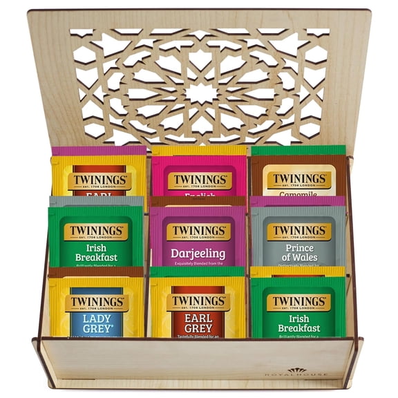 Twinings Tea Bags Sampler Assortment Box - 80 COUNT - Perfect Variety Pack in Wood (MDF) Gift Box - Gift for Family, Friends, Coworkers (White)