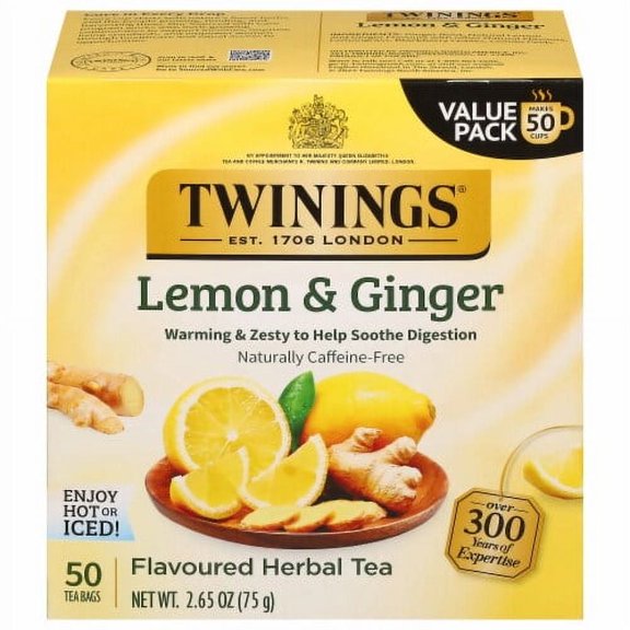 Twinings Tea Lemon & Ginger Herbal Tea 50 ct