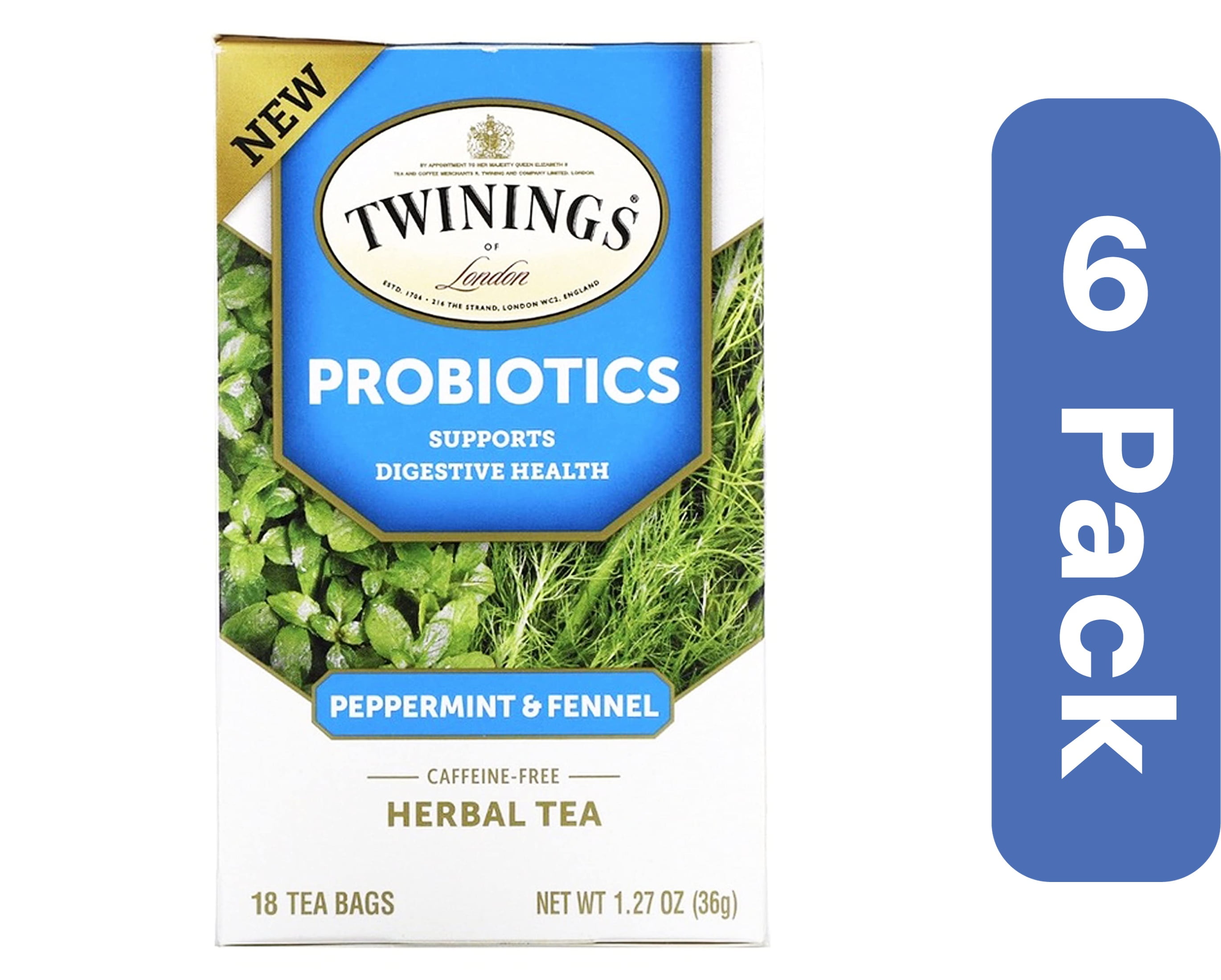 Twinings Tea Probiotic Peppermint Fennel 18 Bags (Pack Of 6) - Walmart.com
