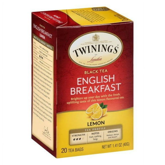 Twinings of London® Lemon English Breakfast 20 ct Tea Bags 1.41 oz. Box